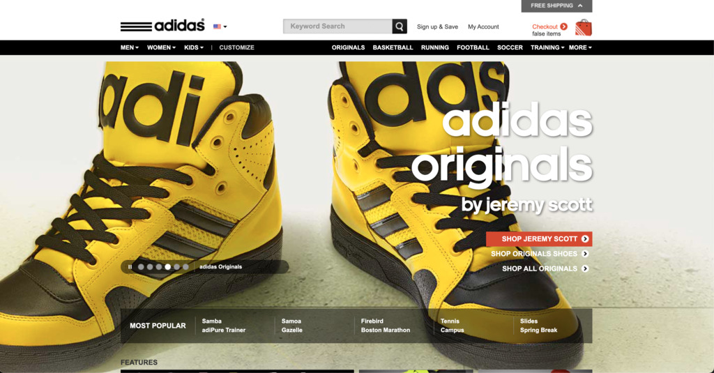 Adidas website 2012 - Website