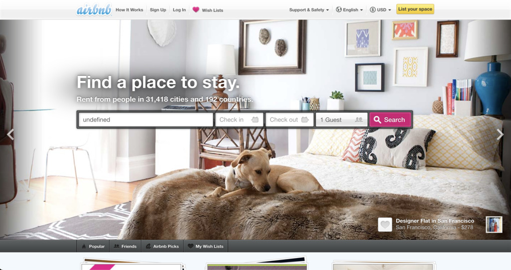 Airbnb website 2012 - Website