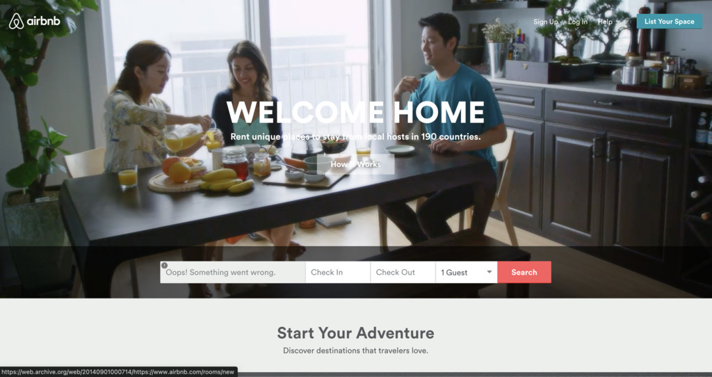 Airbnb website 2014 - Website