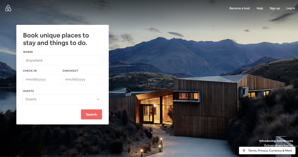 Airbnb website 2019 - Website