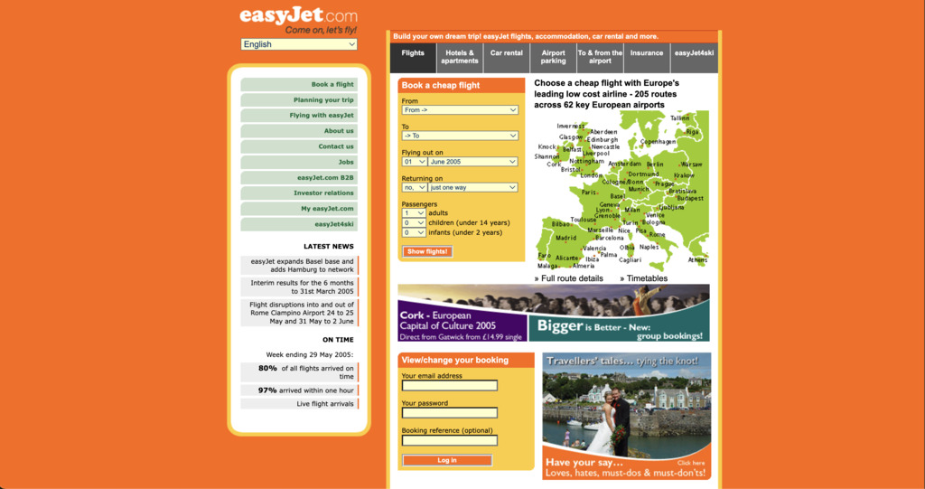 EasyJet website 2005 - Website