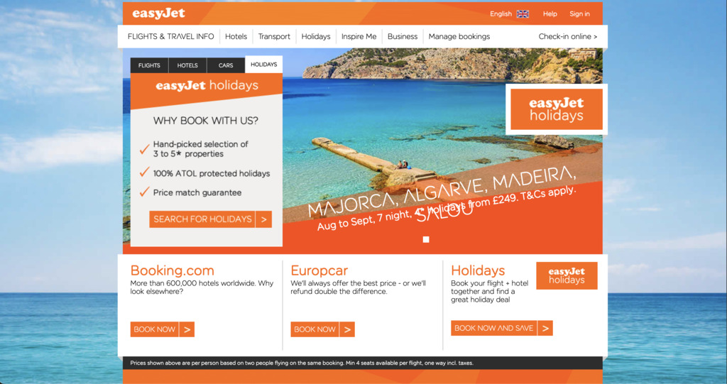 EasyJet website 2015 - Website