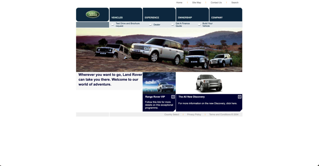 Land Rover website 2004 - Website