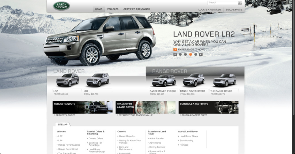 Land Rover website 2011 - Website