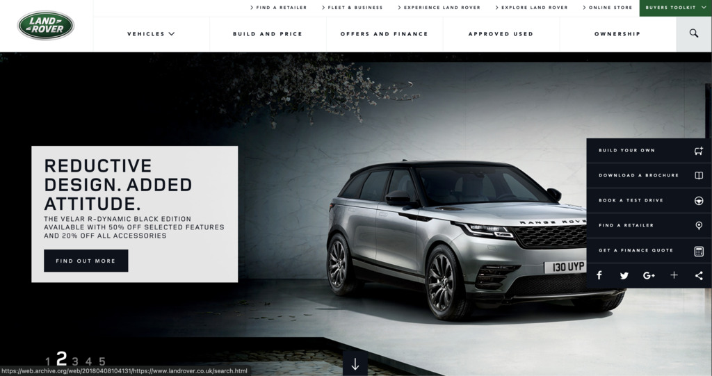 Land Rover website 2018 - Website