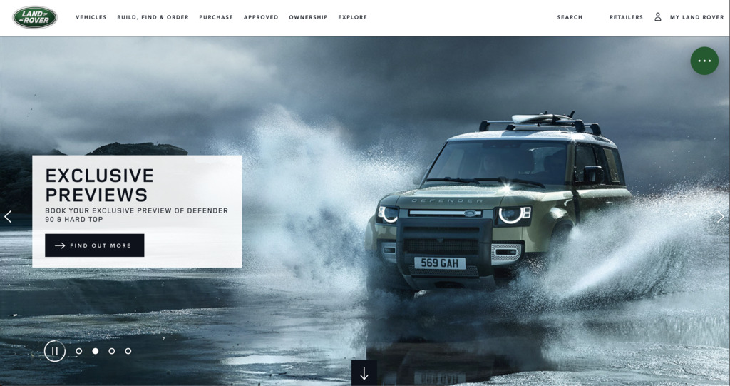 Land Rover website 2020 - Website